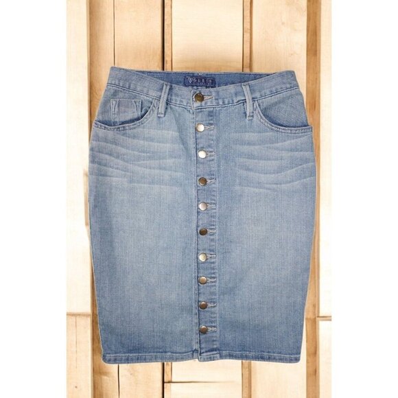GUESS Light Wash High-Waisted Button-Front Denim Skirt - Size 27 🔹 Vintage Y2K - Picture 2 of 16